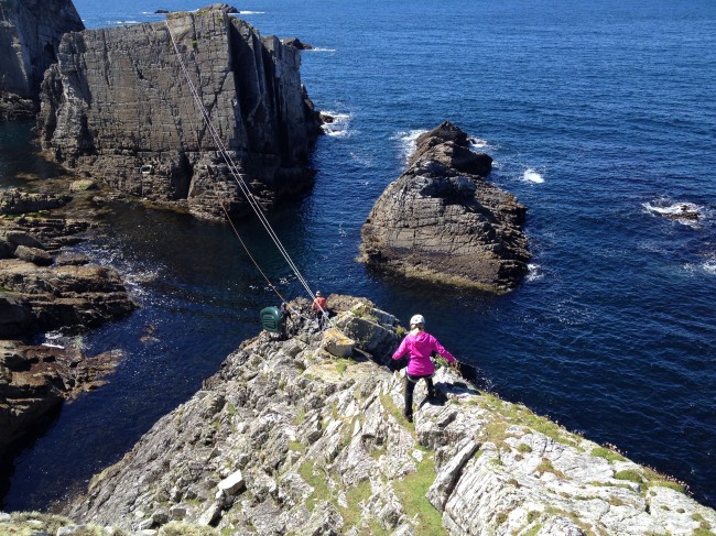 Climbing sea stacks Ireland